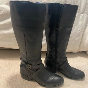 Ralph Lauren Maryann Black Leather Flat Riding Boots
